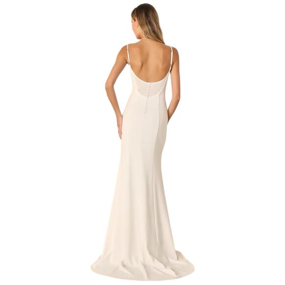 Lulus Blessed Romance Maxi Dress Womens Medium White Mermaid Event Wedding NWT - Picture 2 of 10